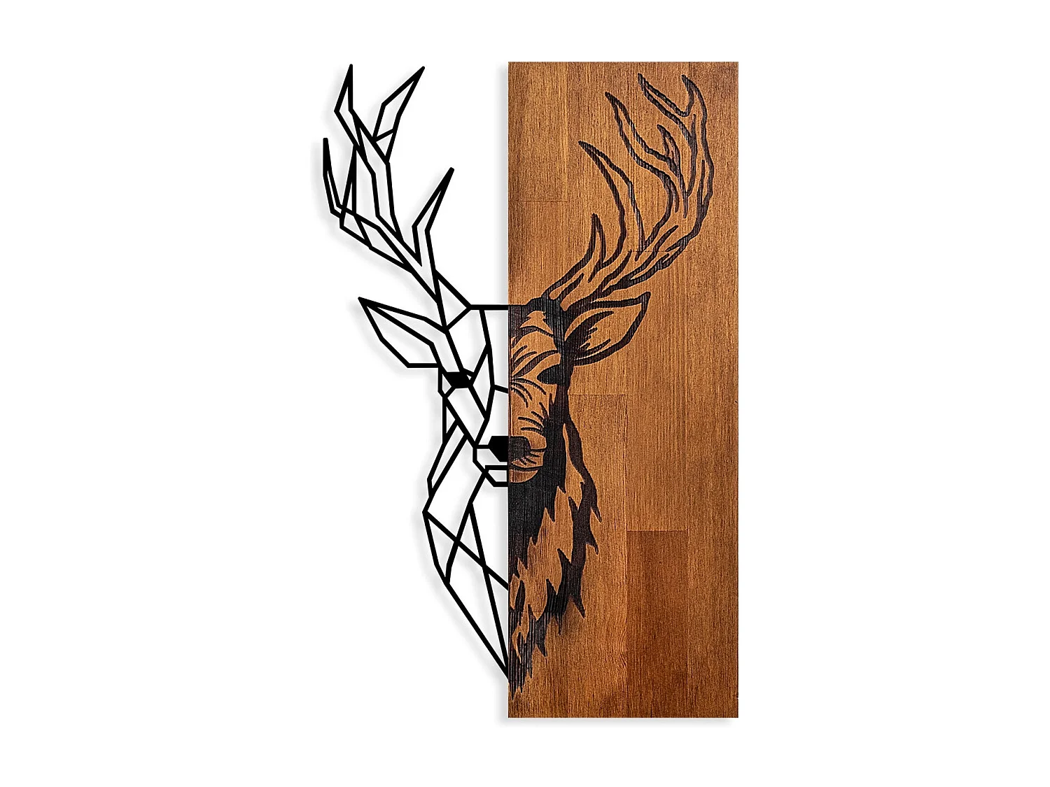 Accesorio decorativo de pared – 33 x 58 cm – Nogal y negro – 100% madera y metal