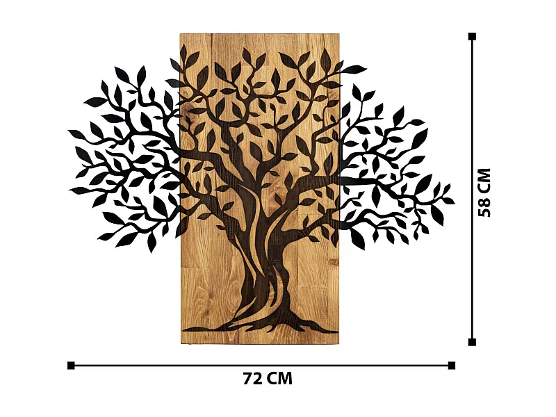Décoration murale en métal et bois Arbre 72 x 58 cm