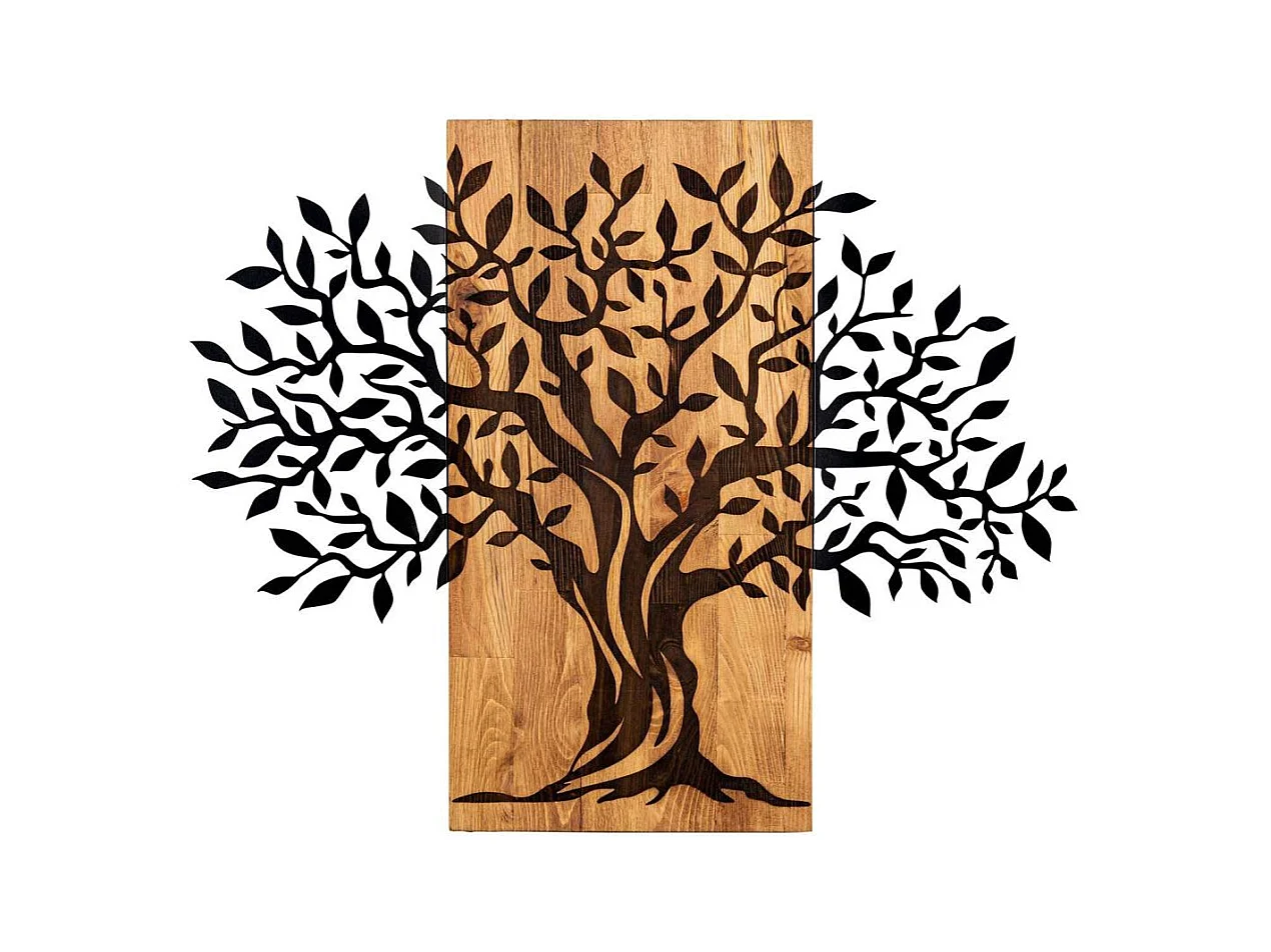 Décoration murale en métal et bois Arbre 72 x 58 cm