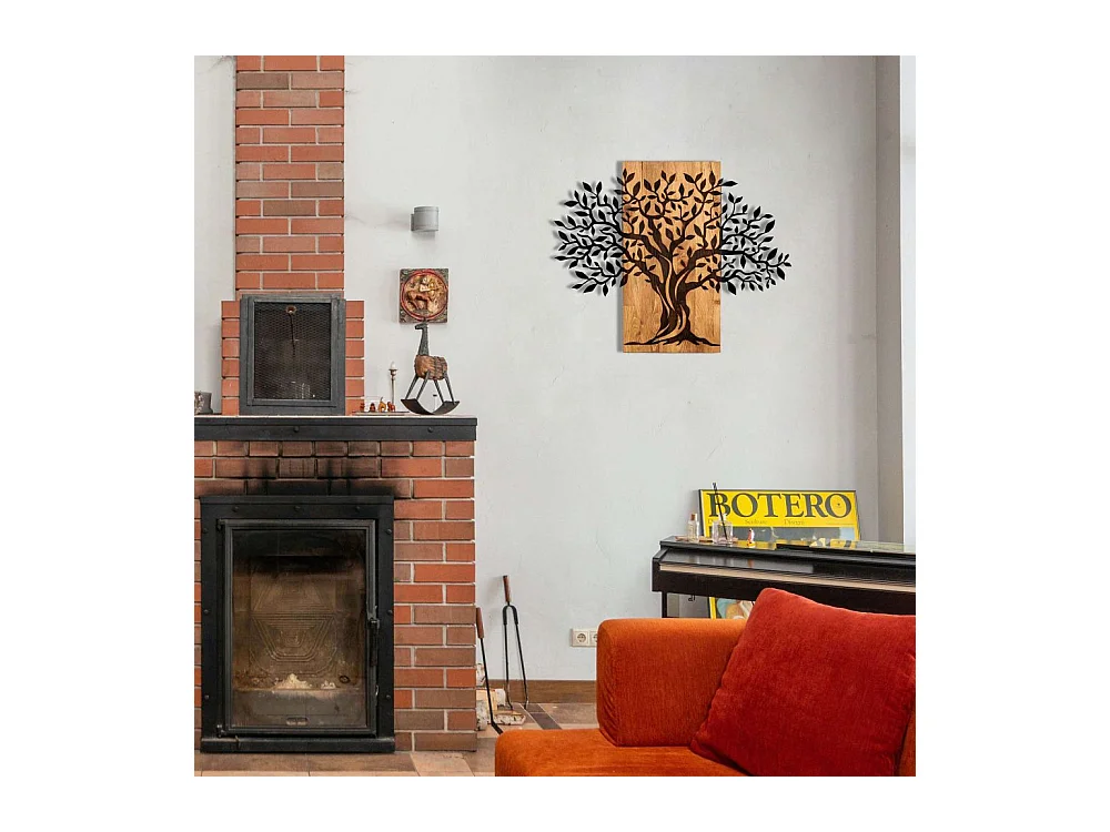 Décoration murale en métal et bois Arbre 72 x 58 cm