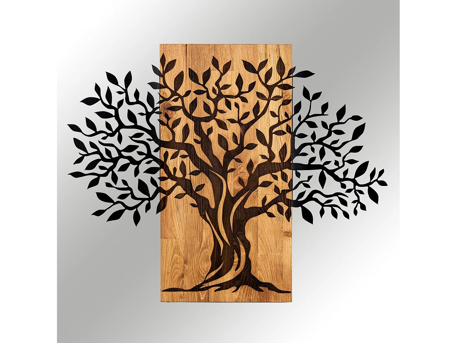 Décoration murale en métal et bois Arbre 72 x 58 cm