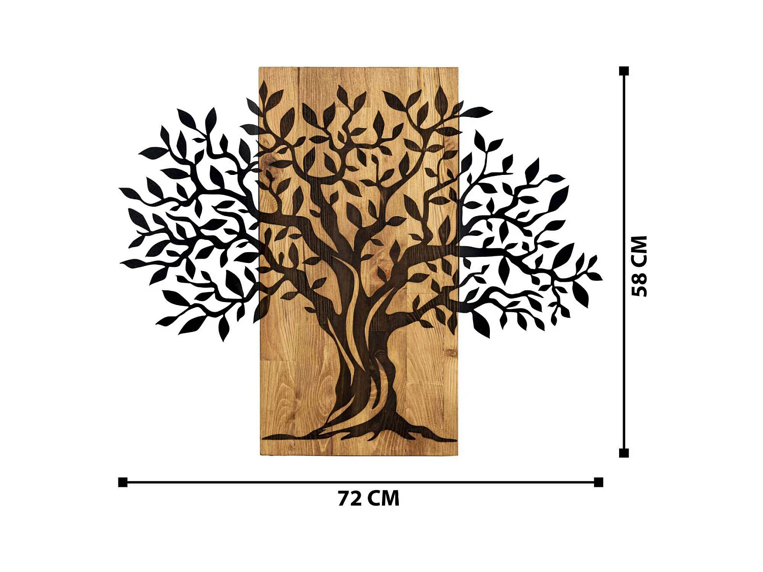Décoration murale en métal et bois Arbre 72 x 58 cm