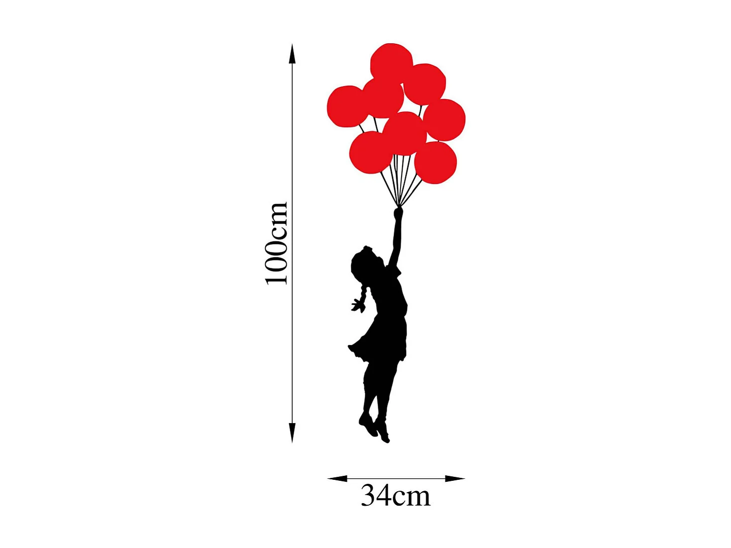 Accesorio decorativo de pared – 100 x 34 cm – Negro y rojo – Metal