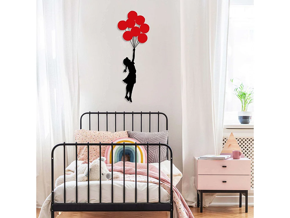 Accesorio decorativo de pared – 100 x 34 cm – Negro y rojo – Metal