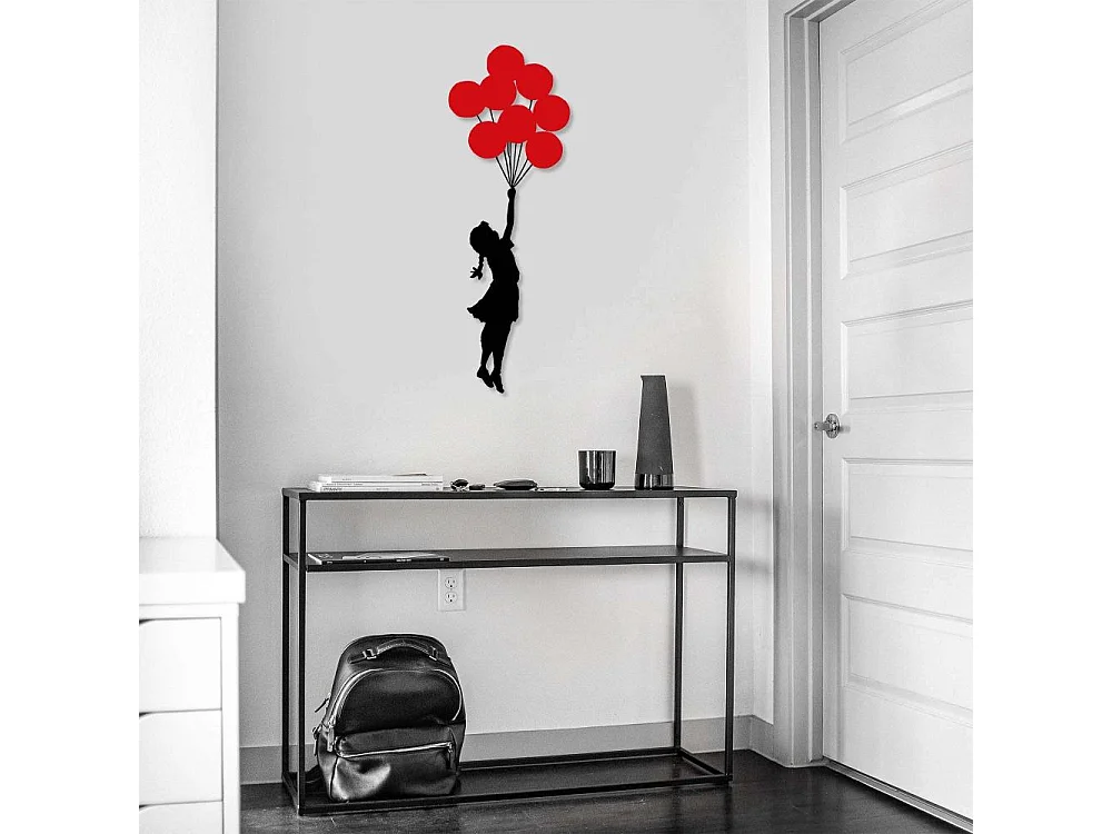 Accesorio decorativo de pared – 100 x 34 cm – Negro y rojo – Metal