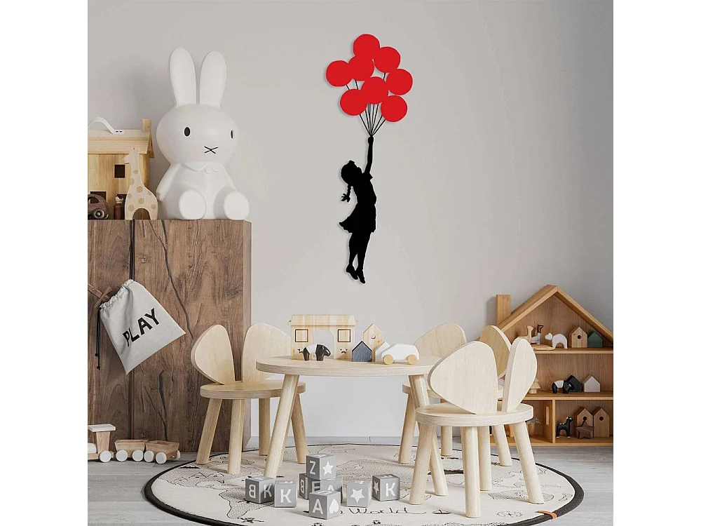 Accesorio decorativo de pared – 100 x 34 cm – Negro y rojo – Metal