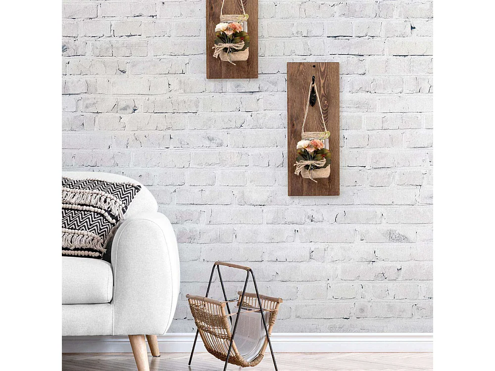 Décoration murale en bois brut et verre Filo