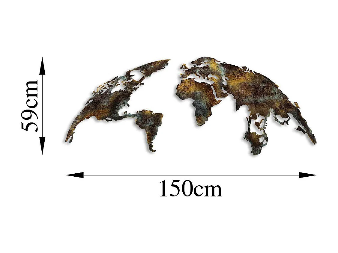 Décoration murale en métal Mappemonde Modèle 2