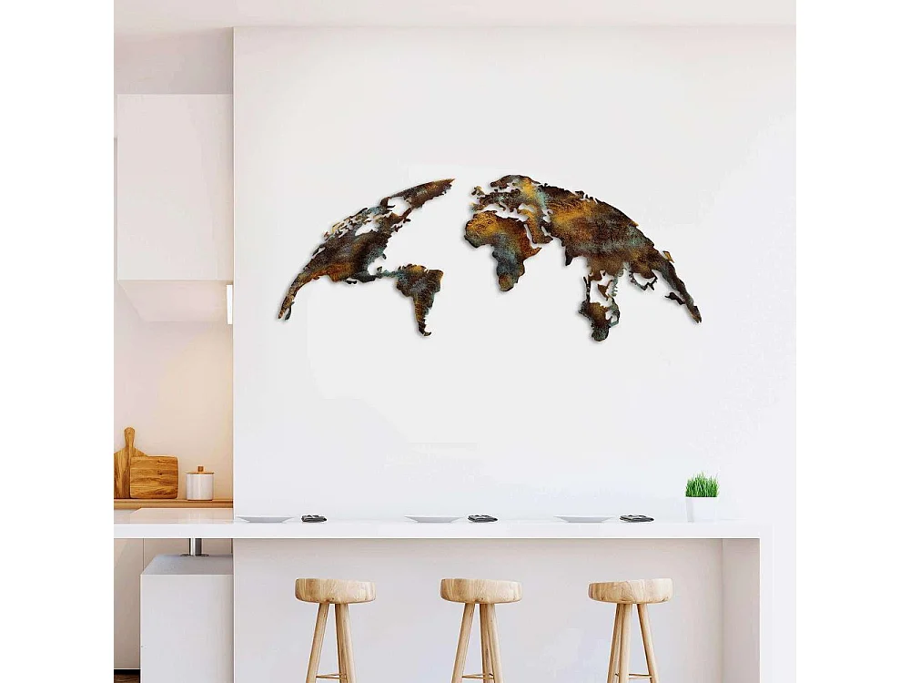 Décoration murale en métal Mappemonde Modèle 2