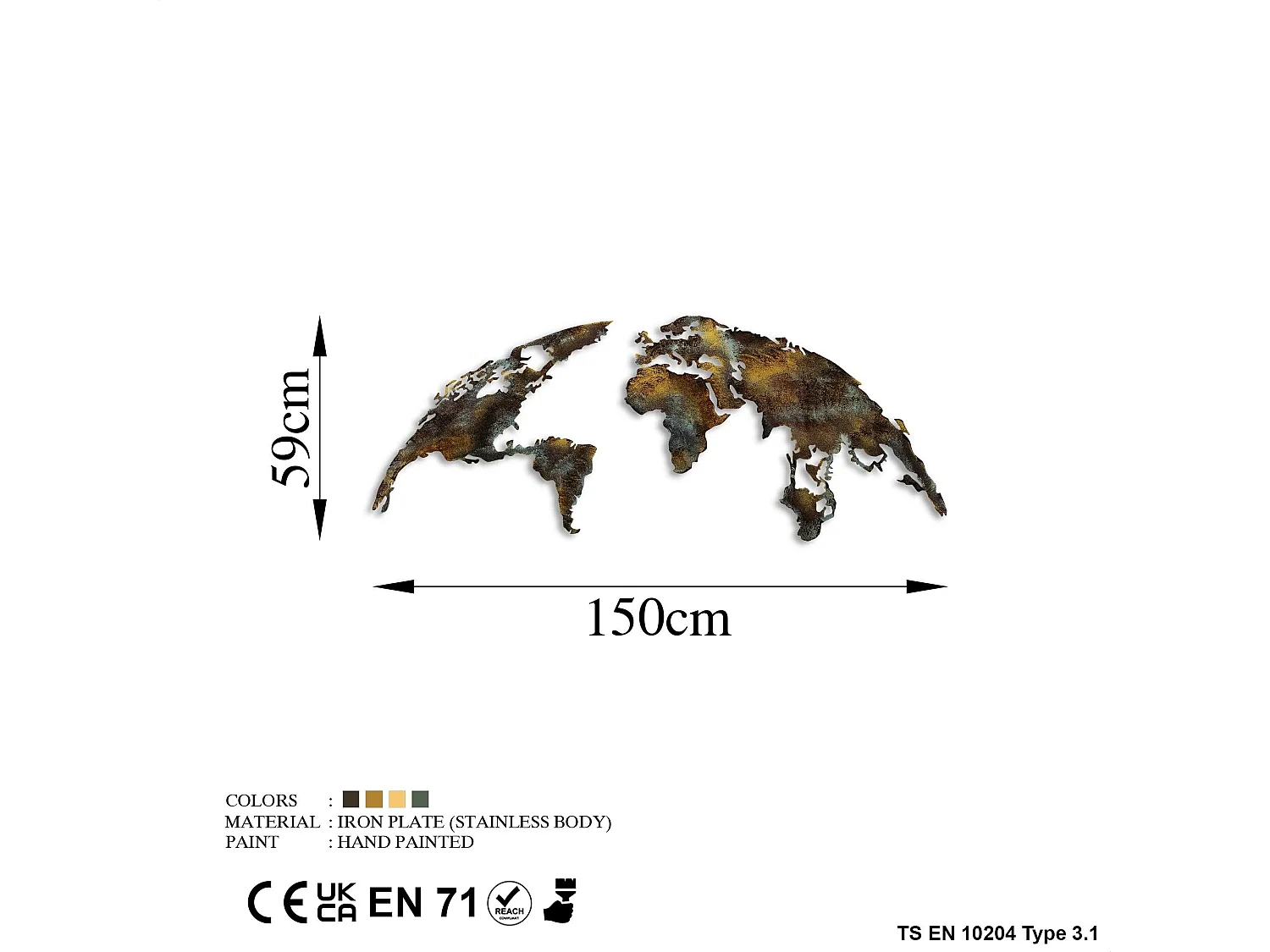 Accesorio decorativo de pared – 150 cm x 59 cm – metal