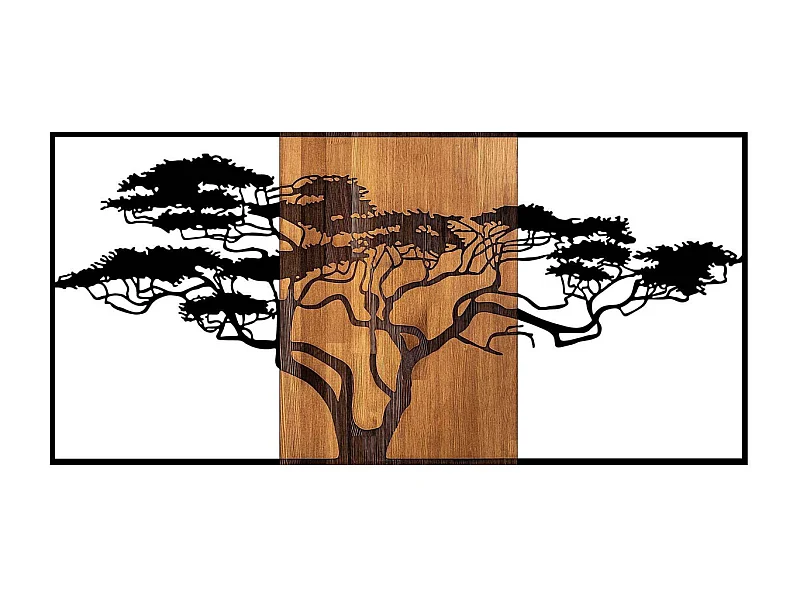 Accesorio decorativo de pared – 147 x 3 x 70 cm – negro y nogal – madera y metal