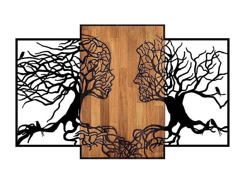 Décoration murale en bois et métal Walnut Visages