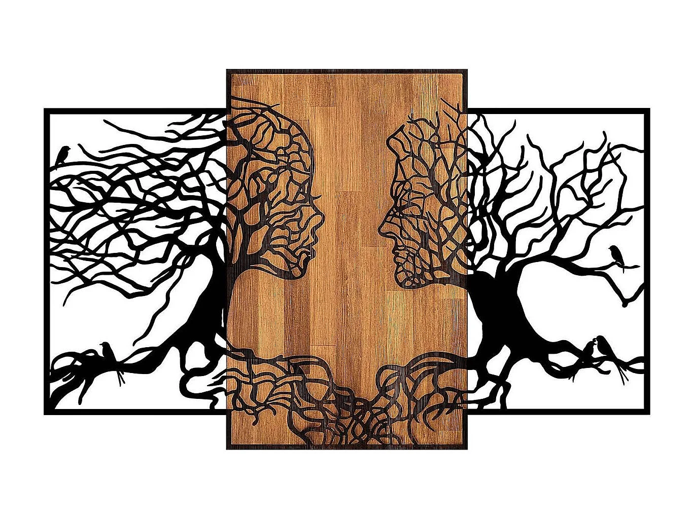 Décoration murale en bois et métal Walnut Visages