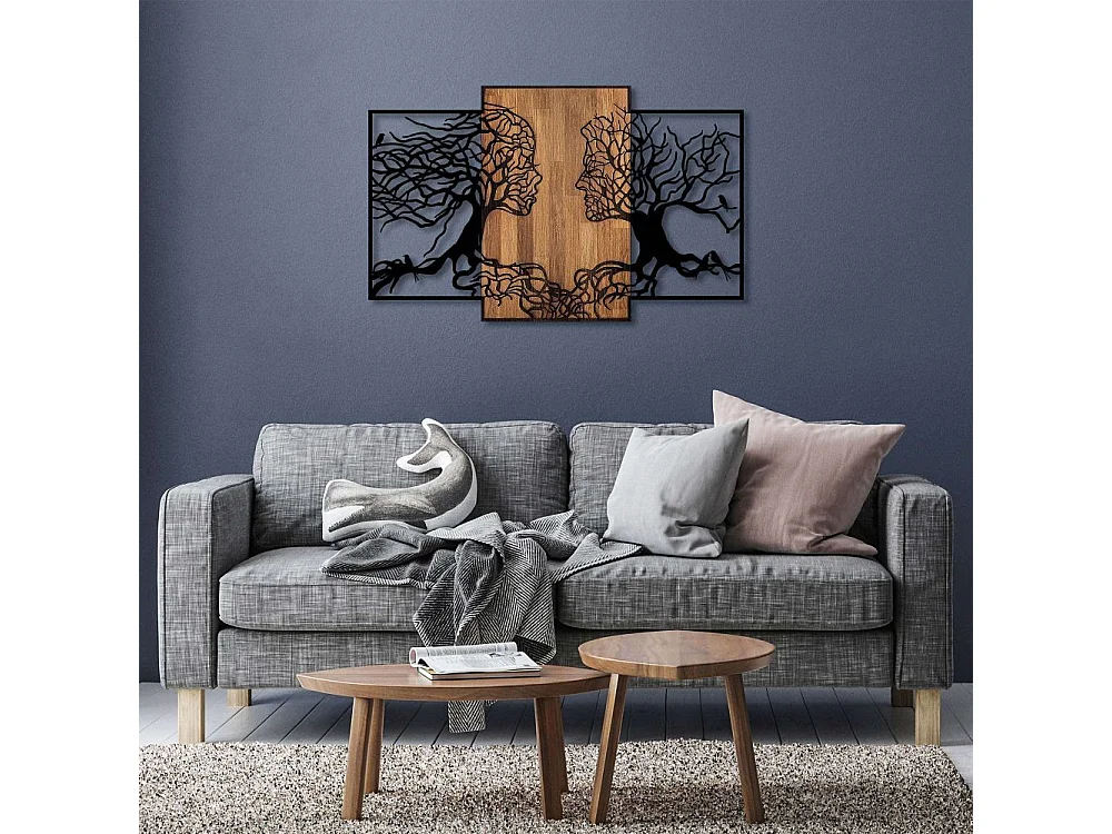 Décoration murale en bois et métal Walnut Visages