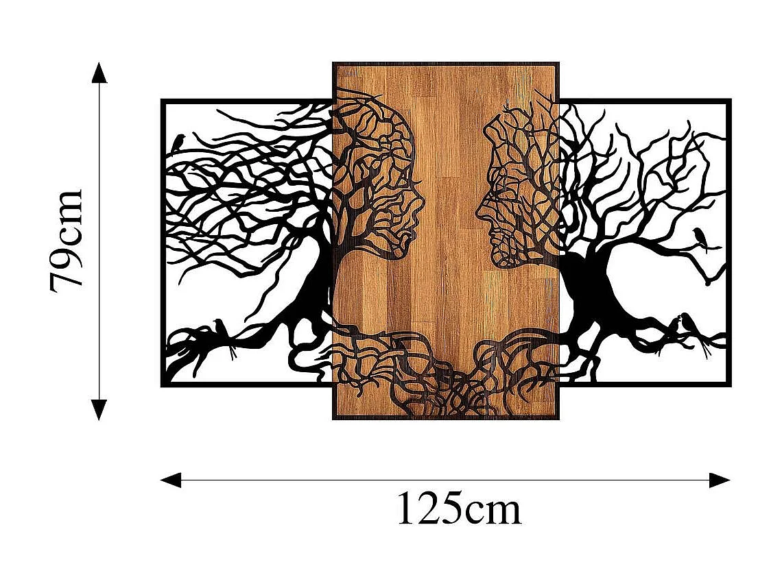 Décoration murale en bois et métal Walnut Visages
