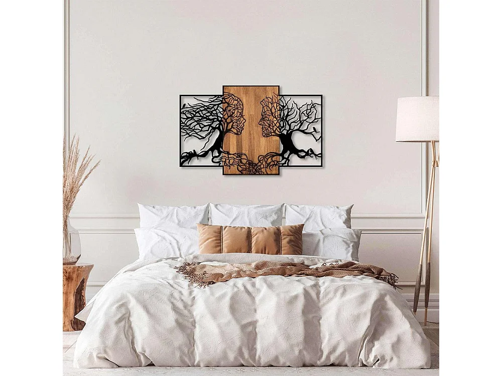 Décoration murale en bois et métal Walnut Visages