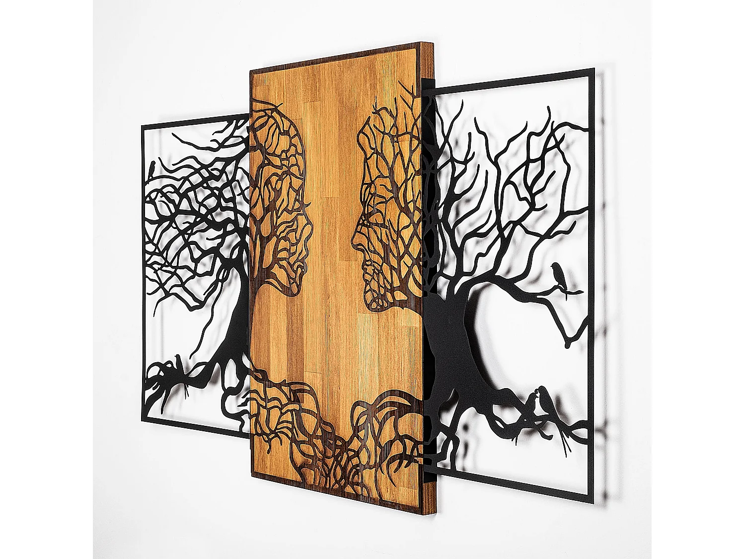 Décoration murale en bois et métal Walnut Visages