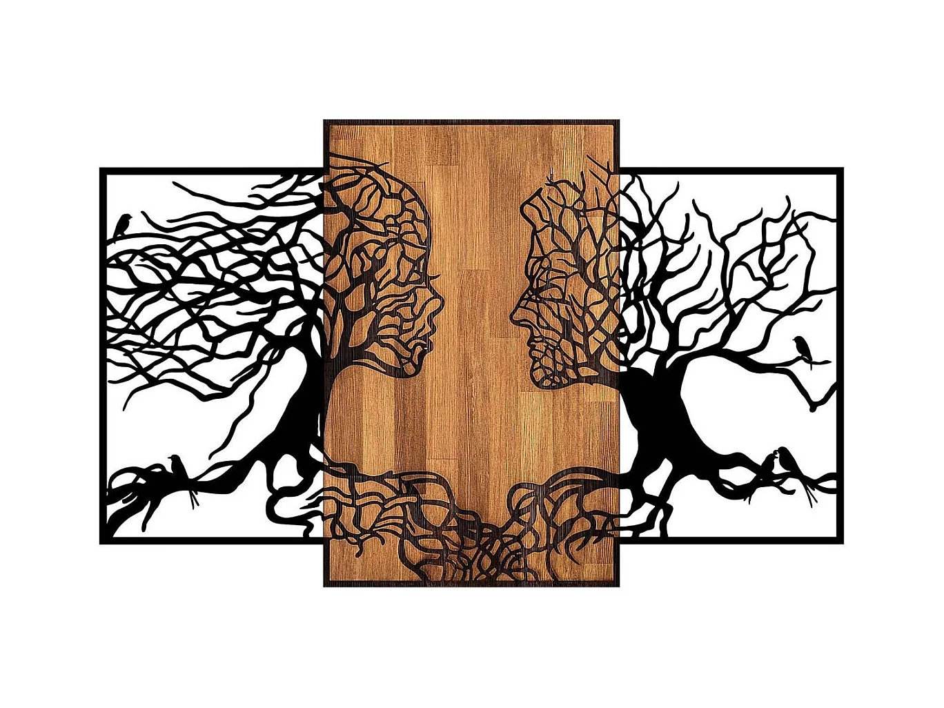 Décoration murale en bois et métal Walnut Visages