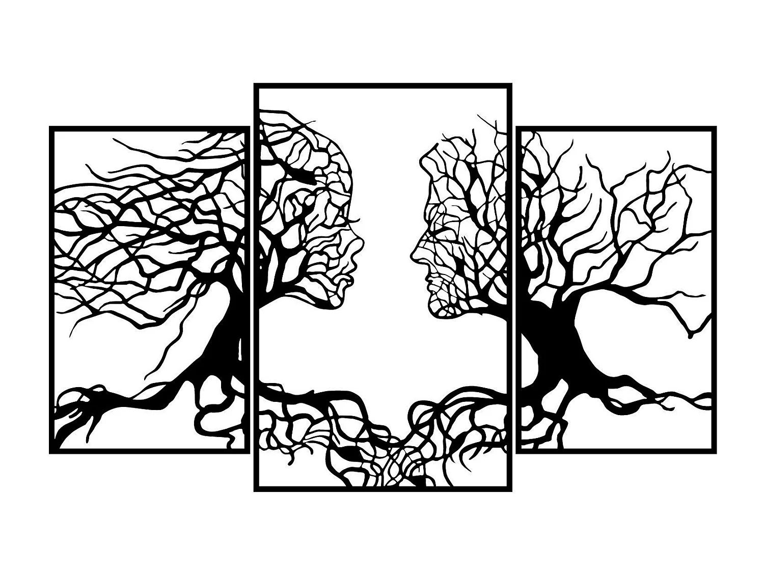 Elegante accesorio decorativo de pared de metal negro, 116 x 71 cm | 100 % metal, 1,5 mm de grosor | Fácil montaje en pared para una decorac