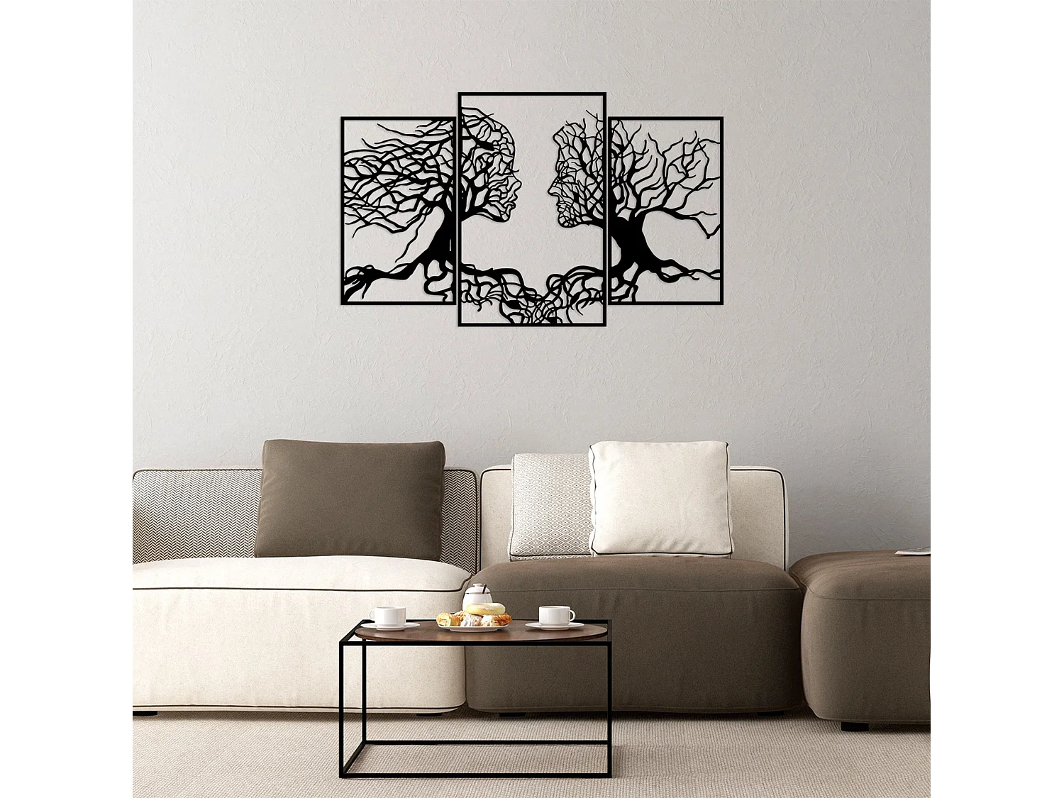 Elegante accesorio decorativo de pared de metal negro, 116 x 71 cm | 100 % metal, 1,5 mm de grosor | Fácil montaje en pared para una decorac