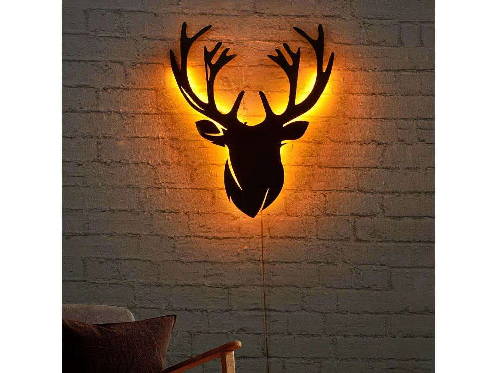 Décoration murale lumineuse en métal Cerf