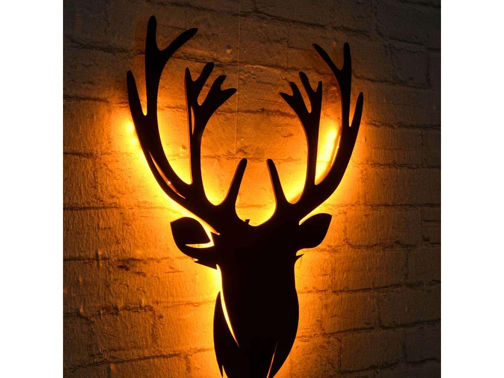 Décoration murale lumineuse en métal Cerf