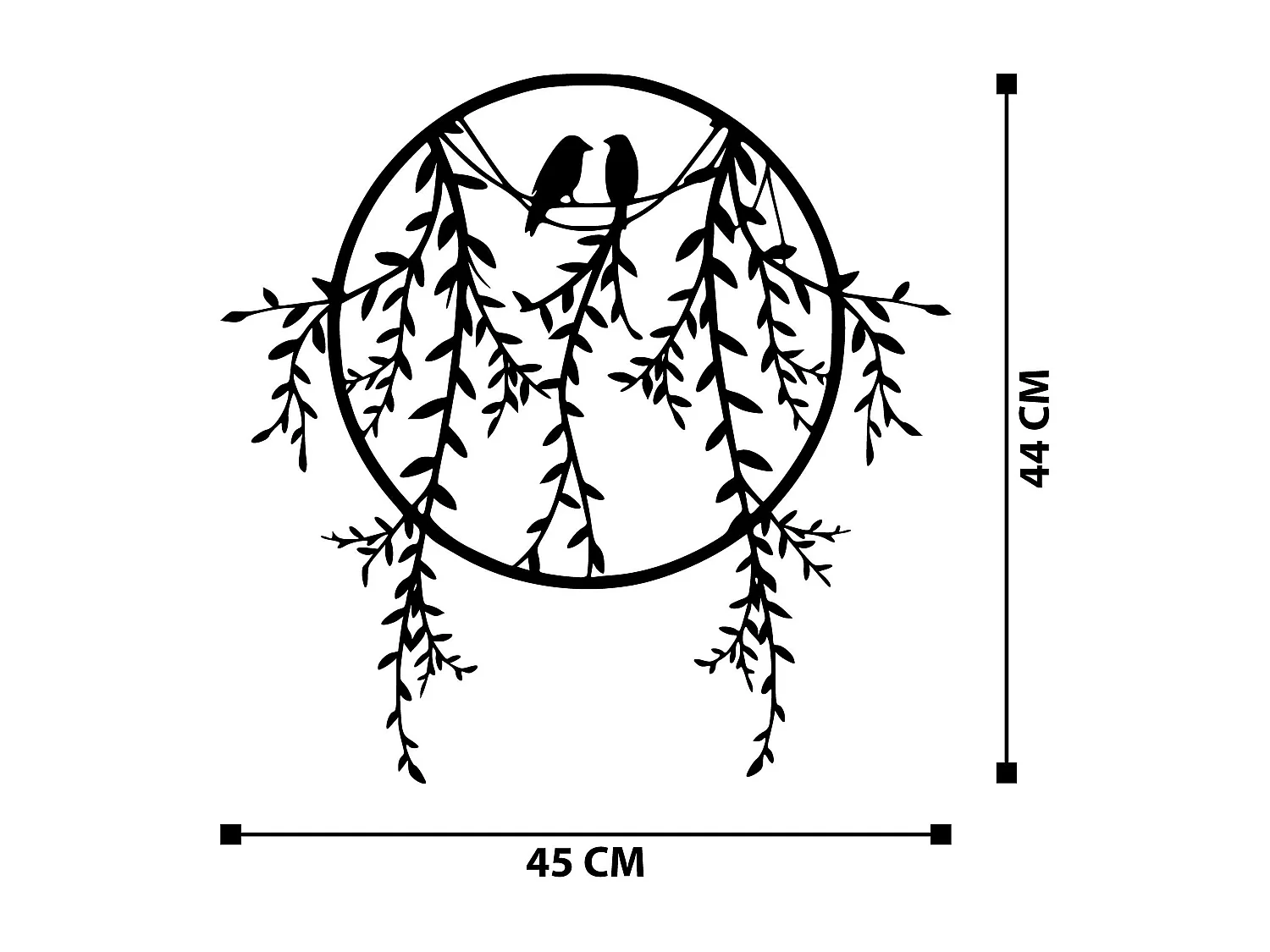Décoration murale en métal Oiseaux 45 x 44 cm