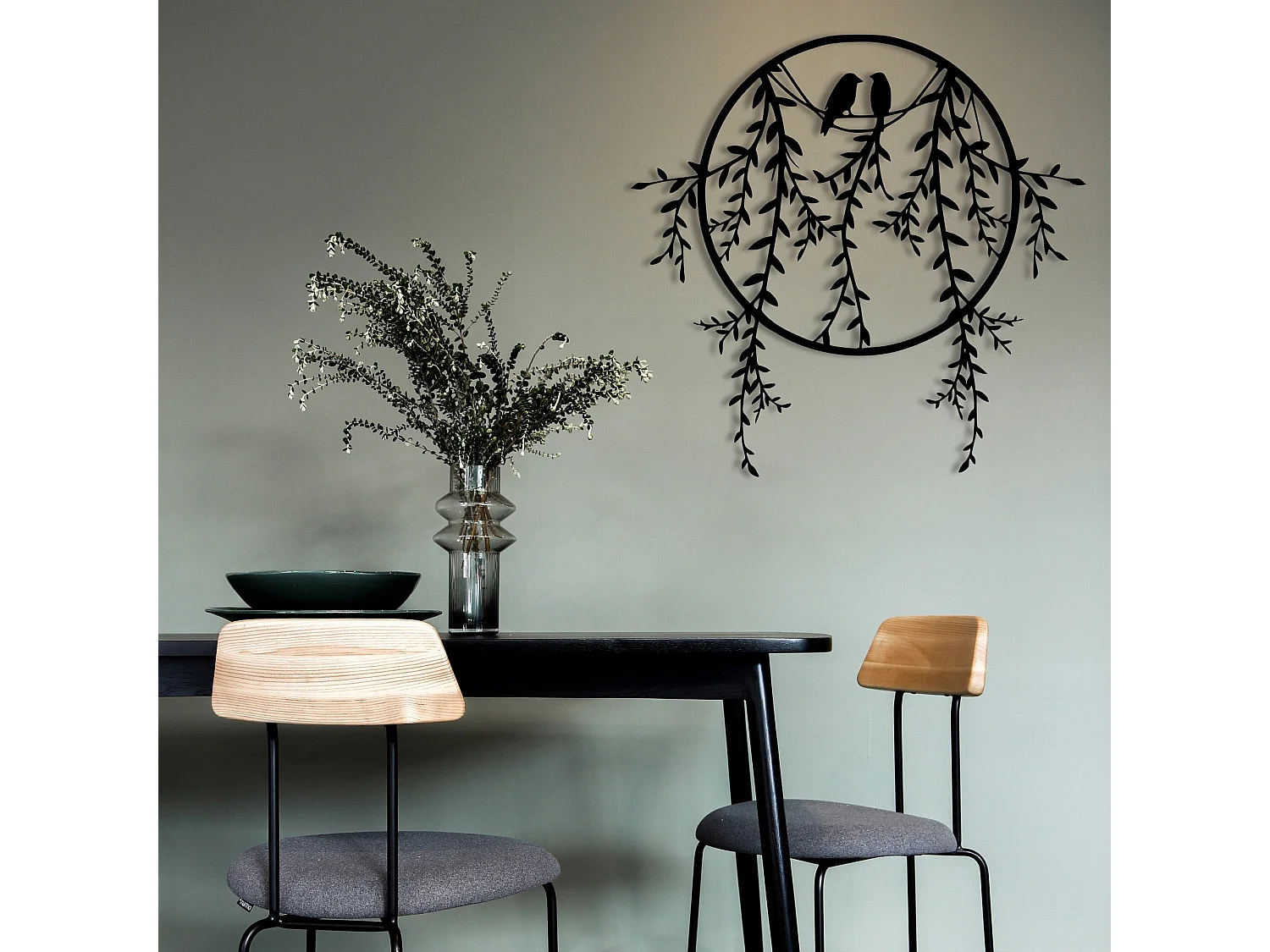 Décoration murale en métal Oiseaux 45 x 44 cm