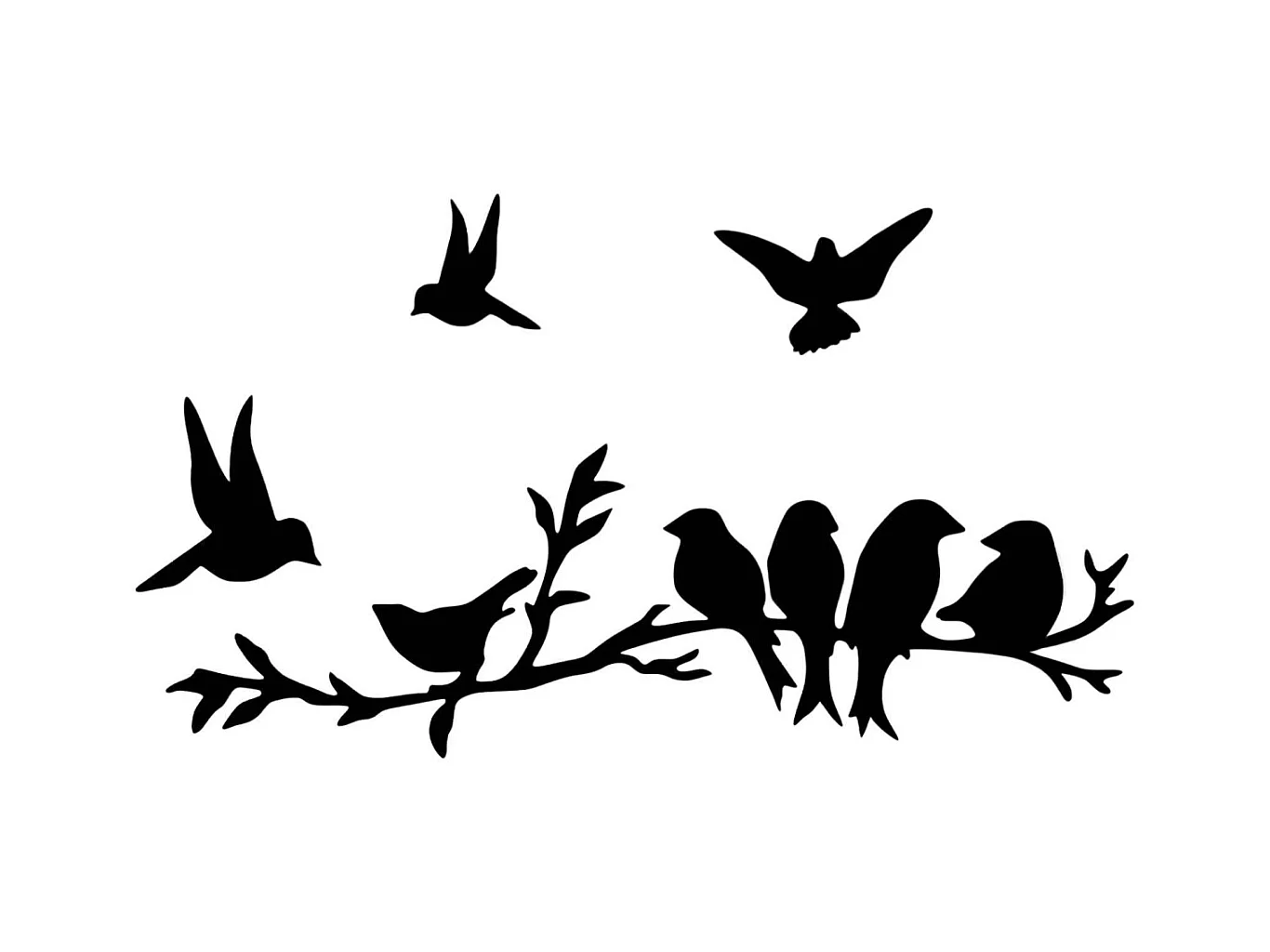 Décoration murale en métal Oiseaux sur branches et en vol