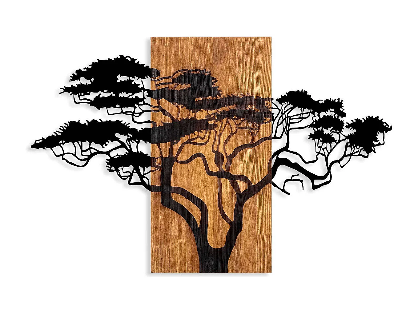 Accesorio decorativo de pared de madera – 90 x 58 cm – nogal y negro – 100% madera auténtica