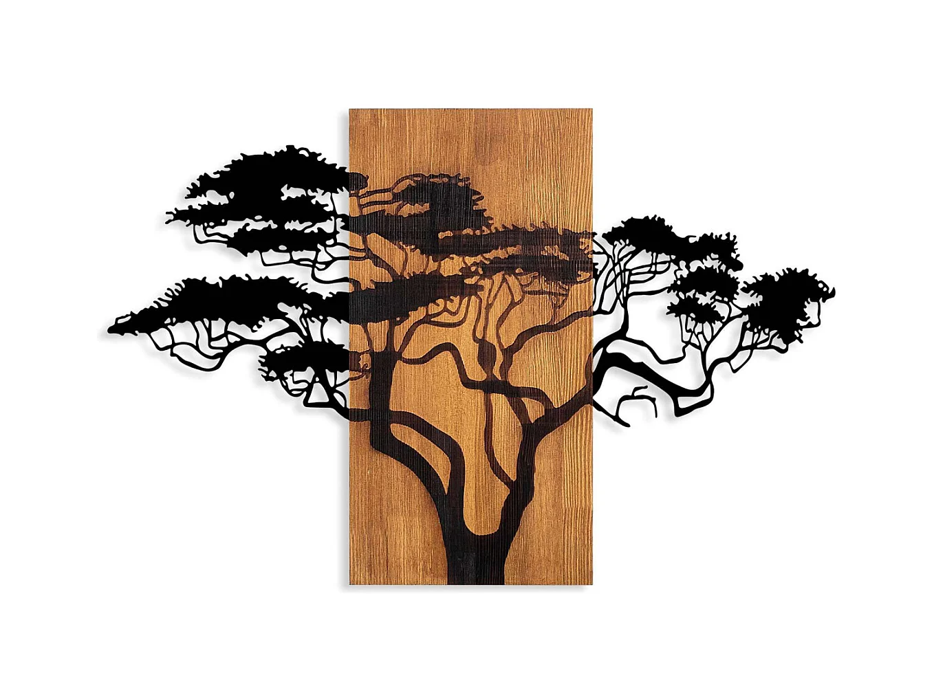 Décoration murale en bois et métal Walnut Arbre large