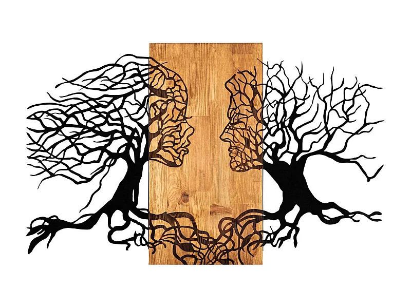 Décoration murale en métal et bois Arbre Modèle 1