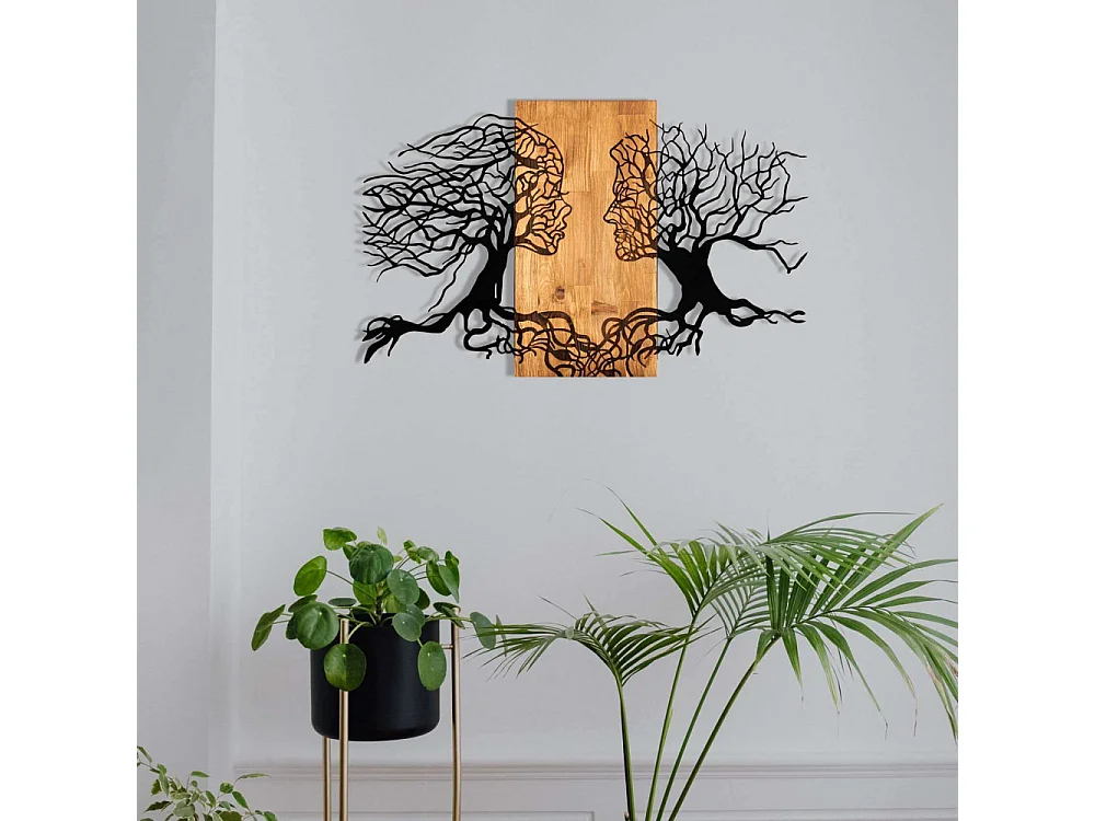 Décoration murale en métal et bois Arbre Modèle 1