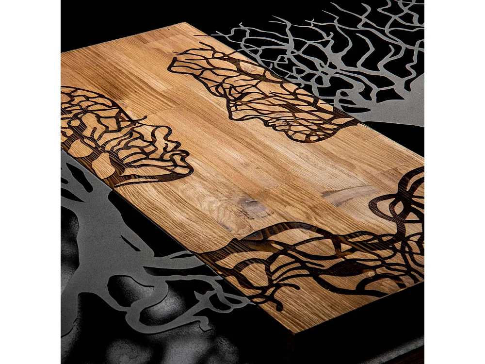 Décoration murale en métal et bois Arbre Modèle 1