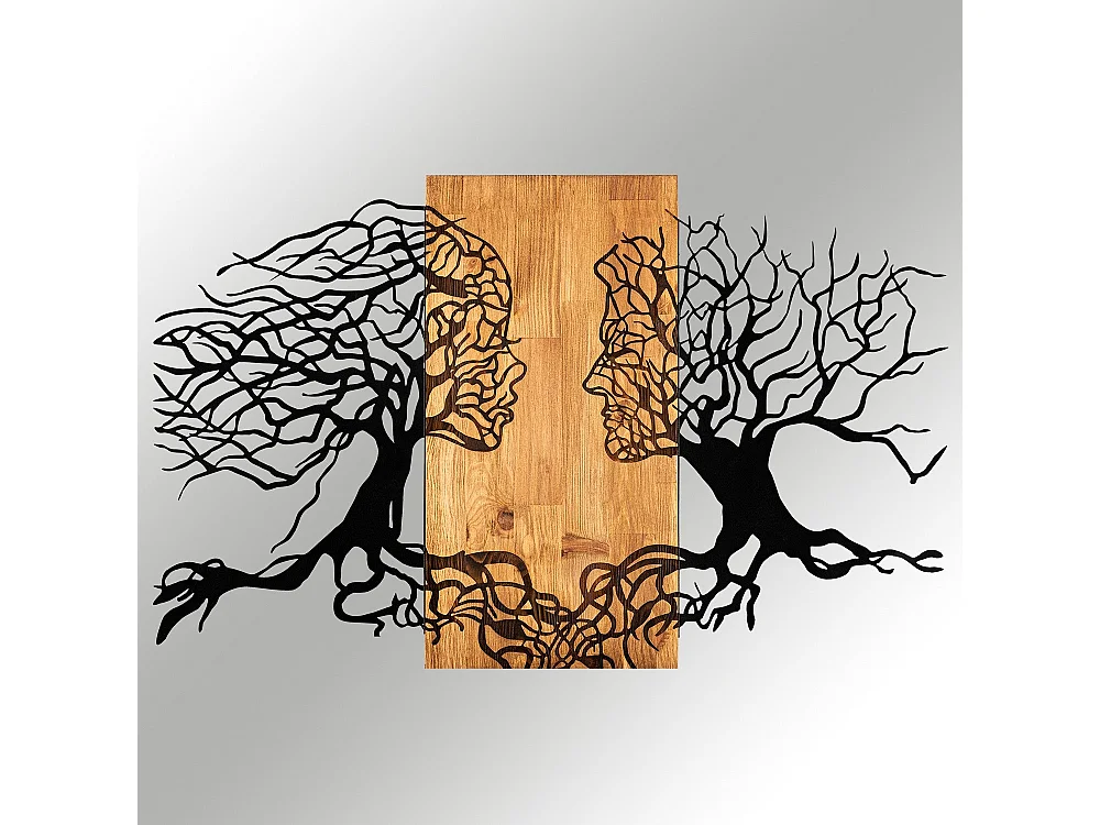 Décoration murale en métal et bois Arbre Modèle 1