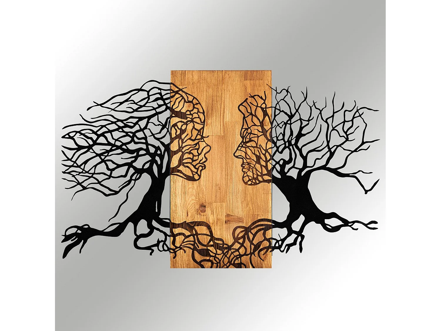 Décoration murale en métal et bois Arbre Modèle 1