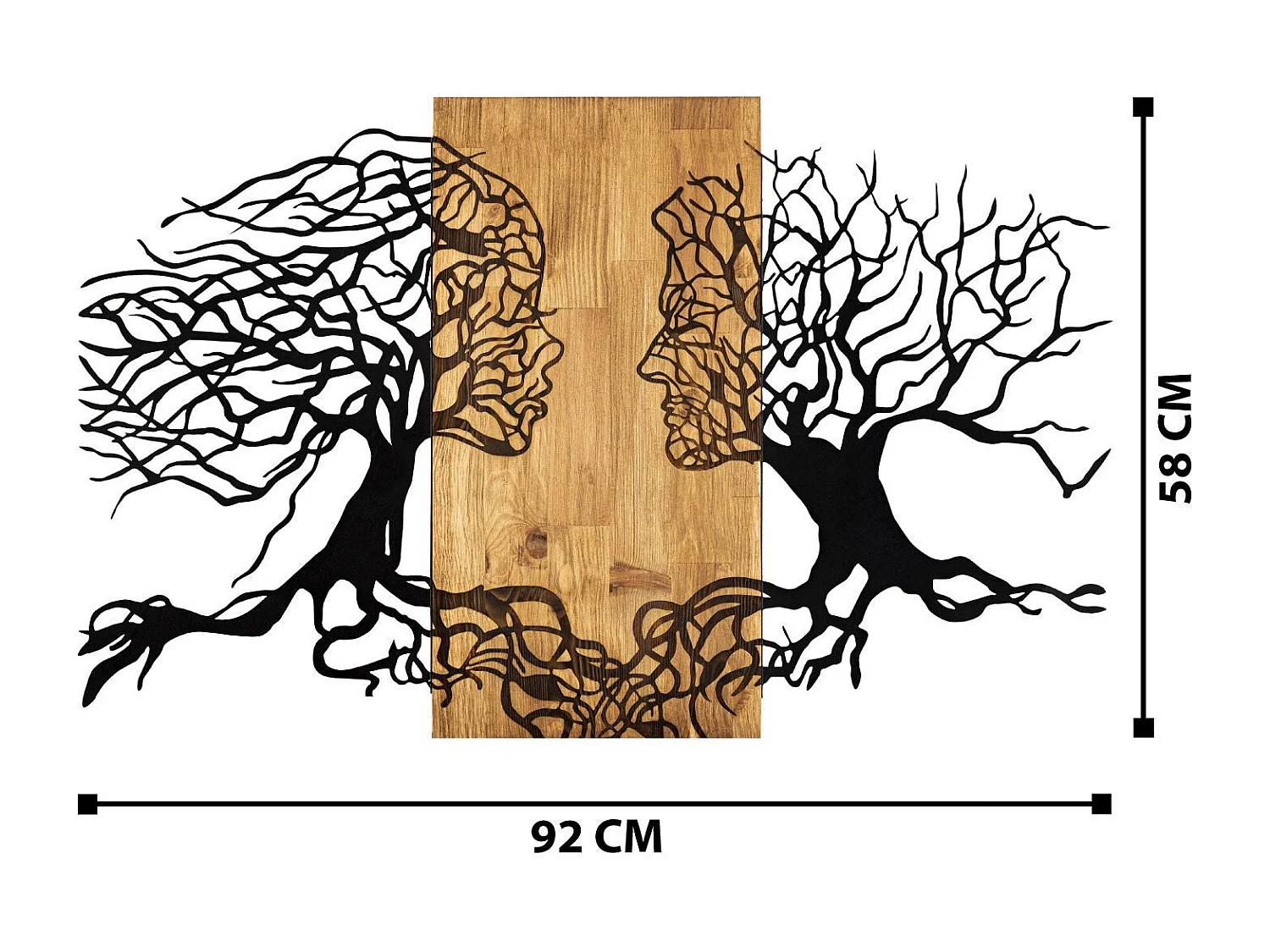 Décoration murale en métal et bois Arbre Modèle 1