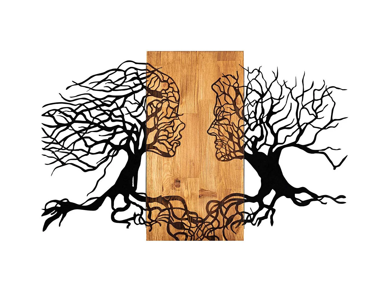 Décoration murale en métal et bois Arbre Modèle 1
