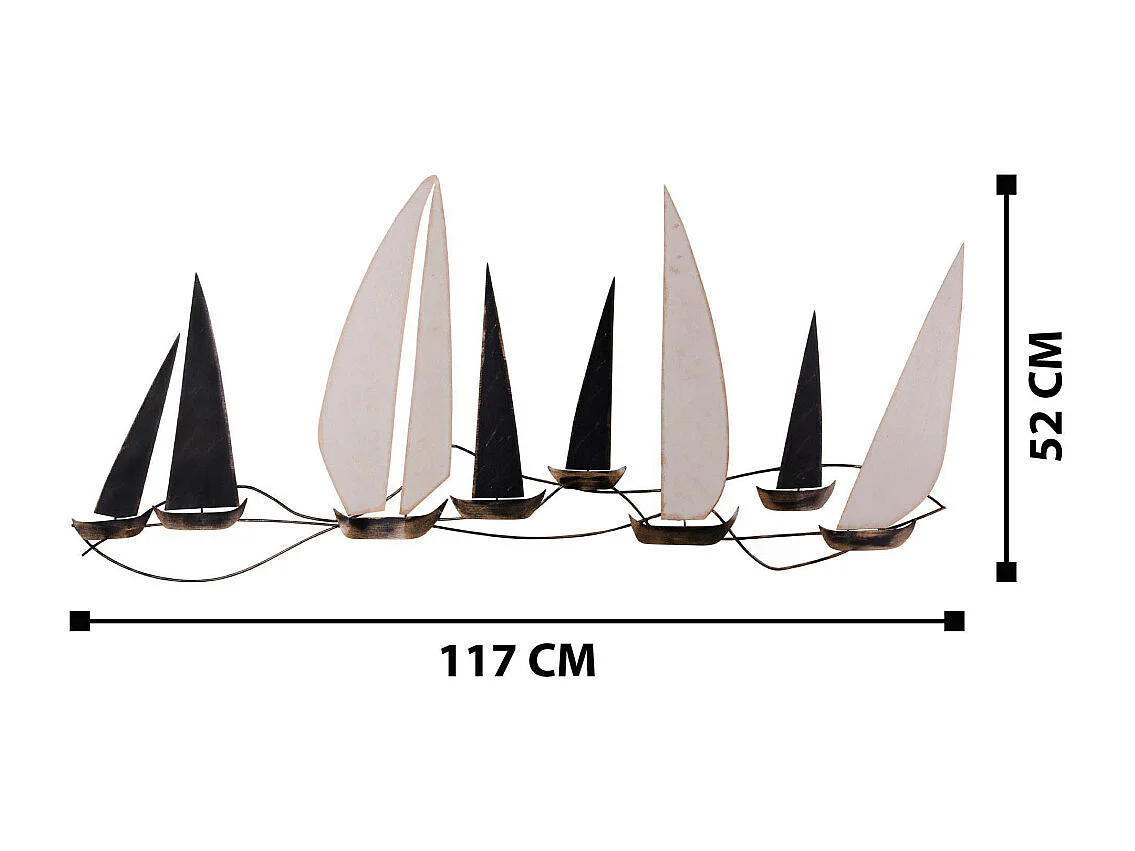 Décoration murale en métal Voiliers 117 x 52 cm