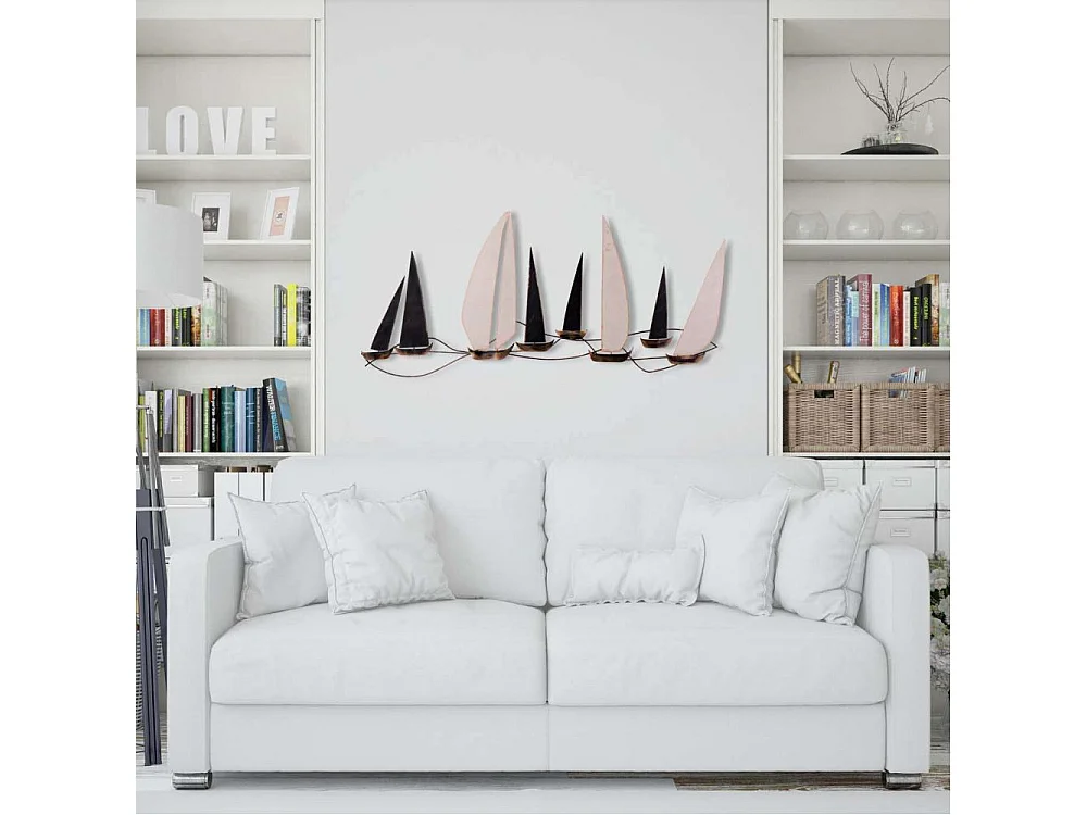 Décoration murale en métal Voiliers 117 x 52 cm