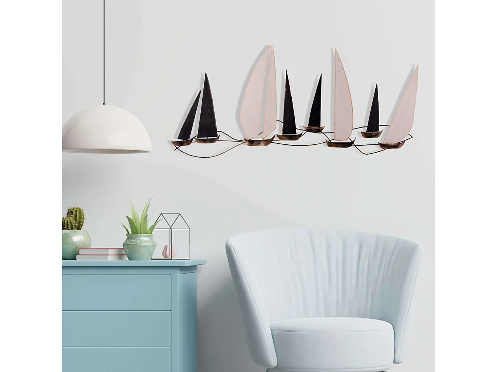 Décoration murale en métal Voiliers 117 x 52 cm