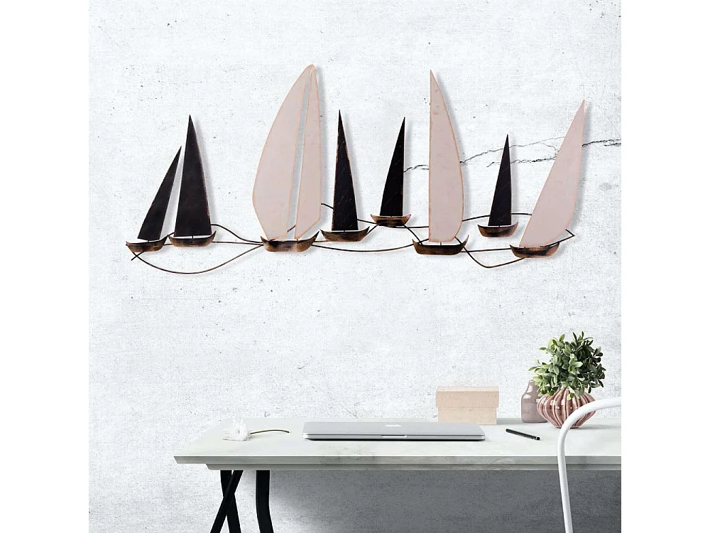 Décoration murale en métal Voiliers 117 x 52 cm