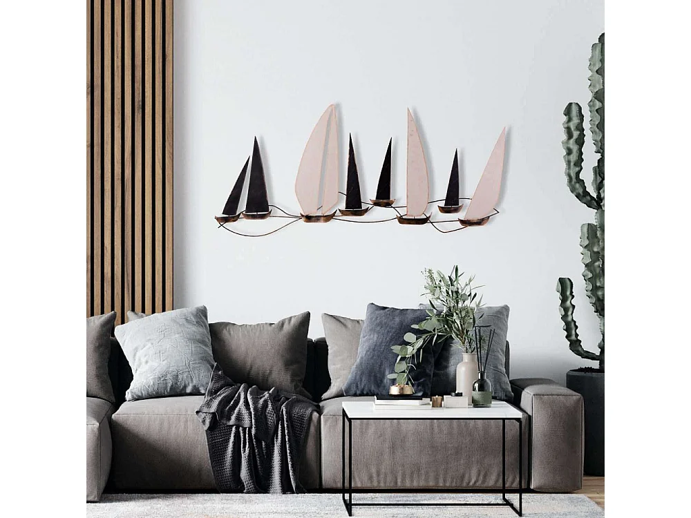 Décoration murale en métal Voiliers 117 x 52 cm