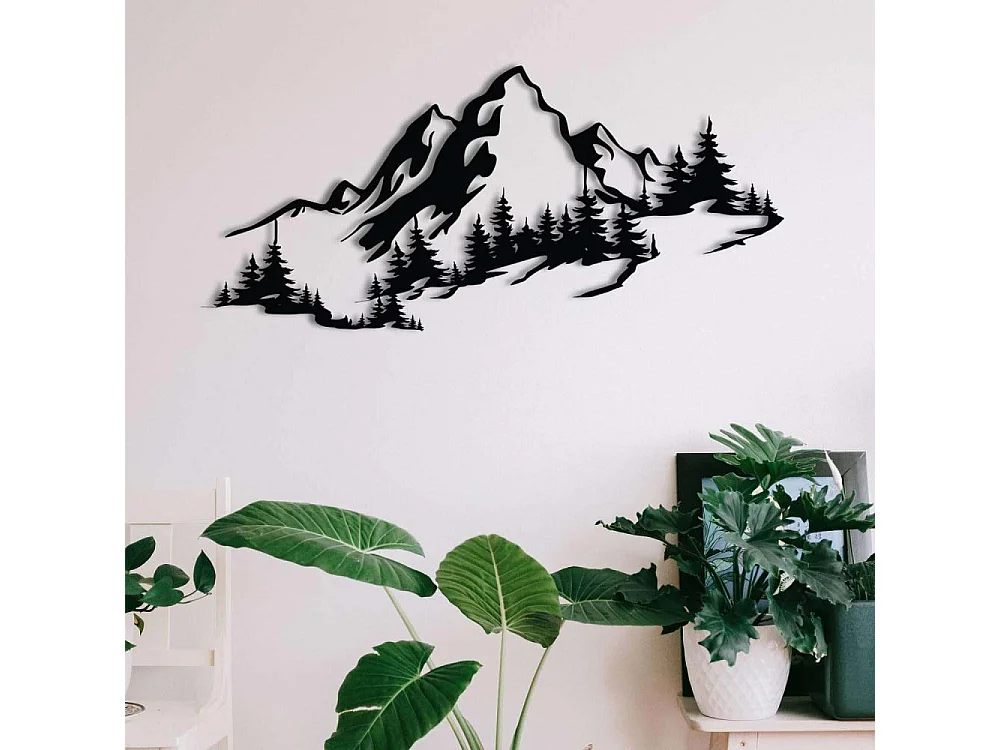 Décoration murale en métal Montagnes 67 x 30 cm