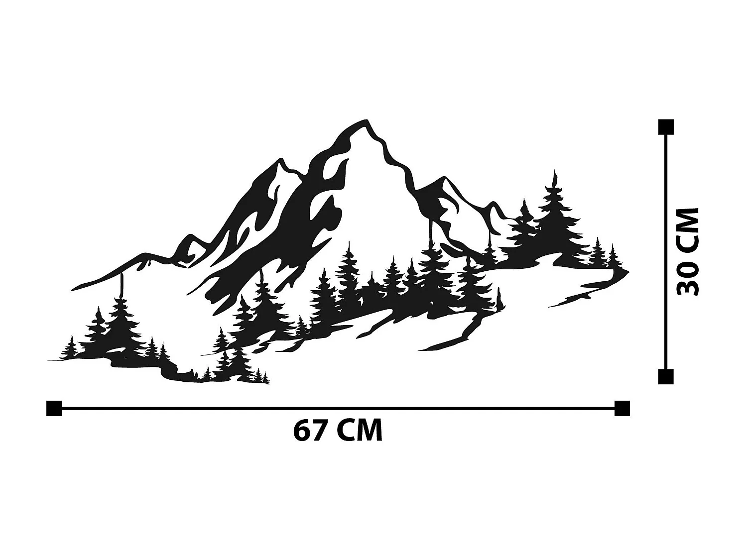 Décoration murale en métal Montagnes 67 x 30 cm