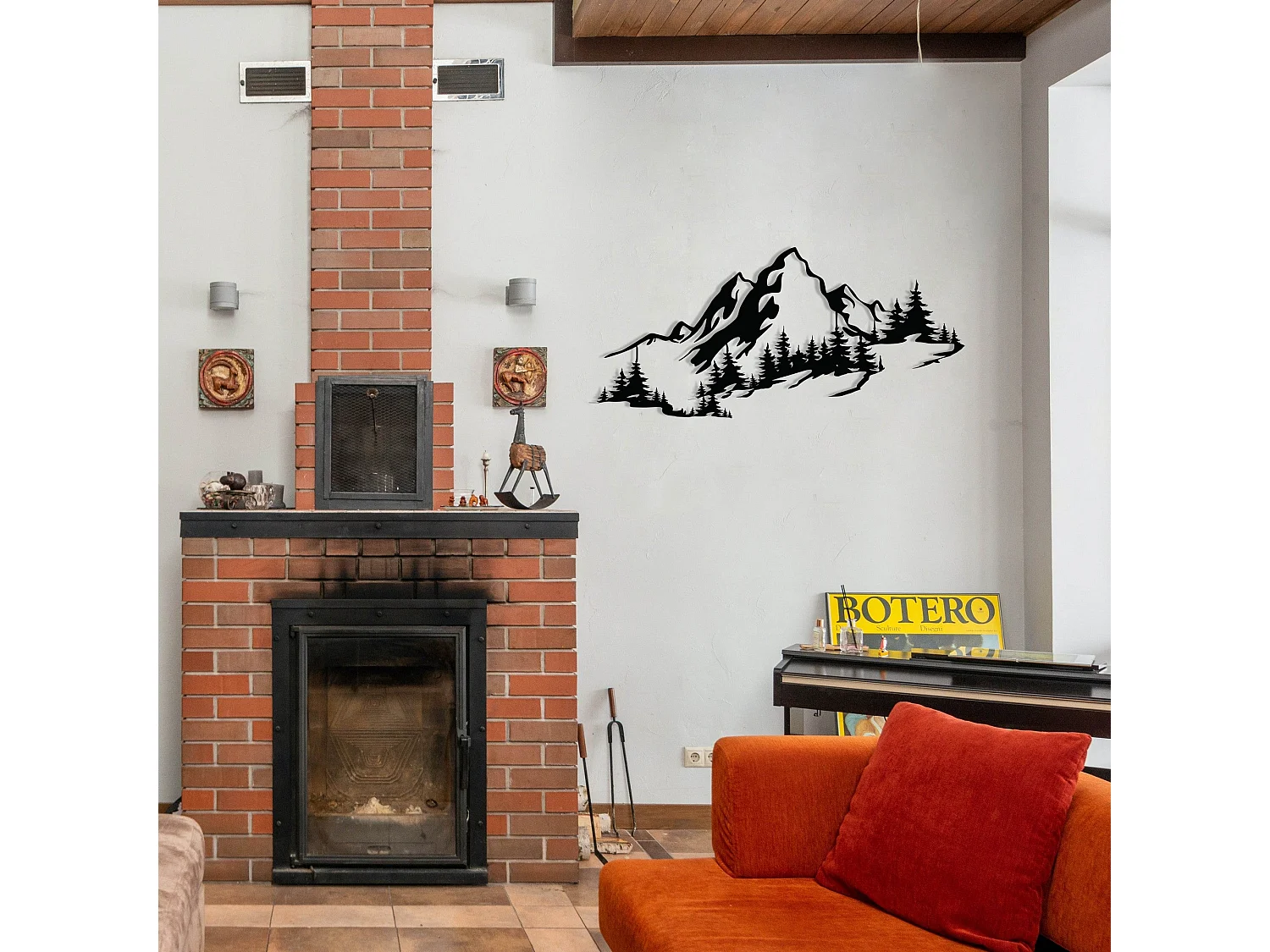 Décoration murale en métal Montagnes 67 x 30 cm