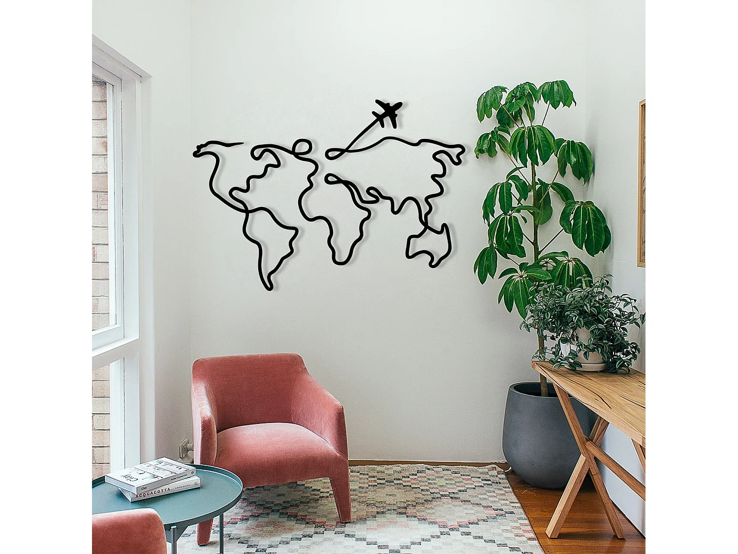 Décoration murale en métal Avion 60 x 42 cm