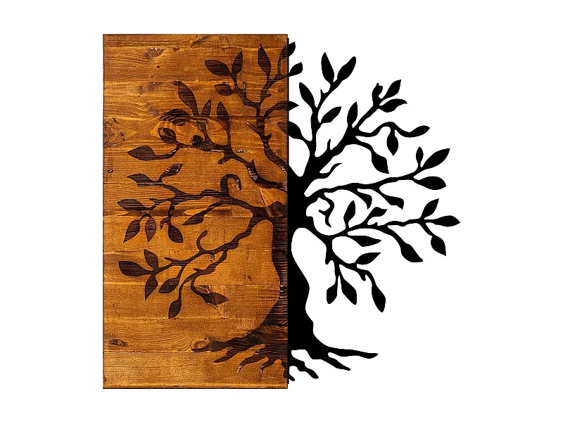 Décoration murale en bois et métal Walnut Arbre
