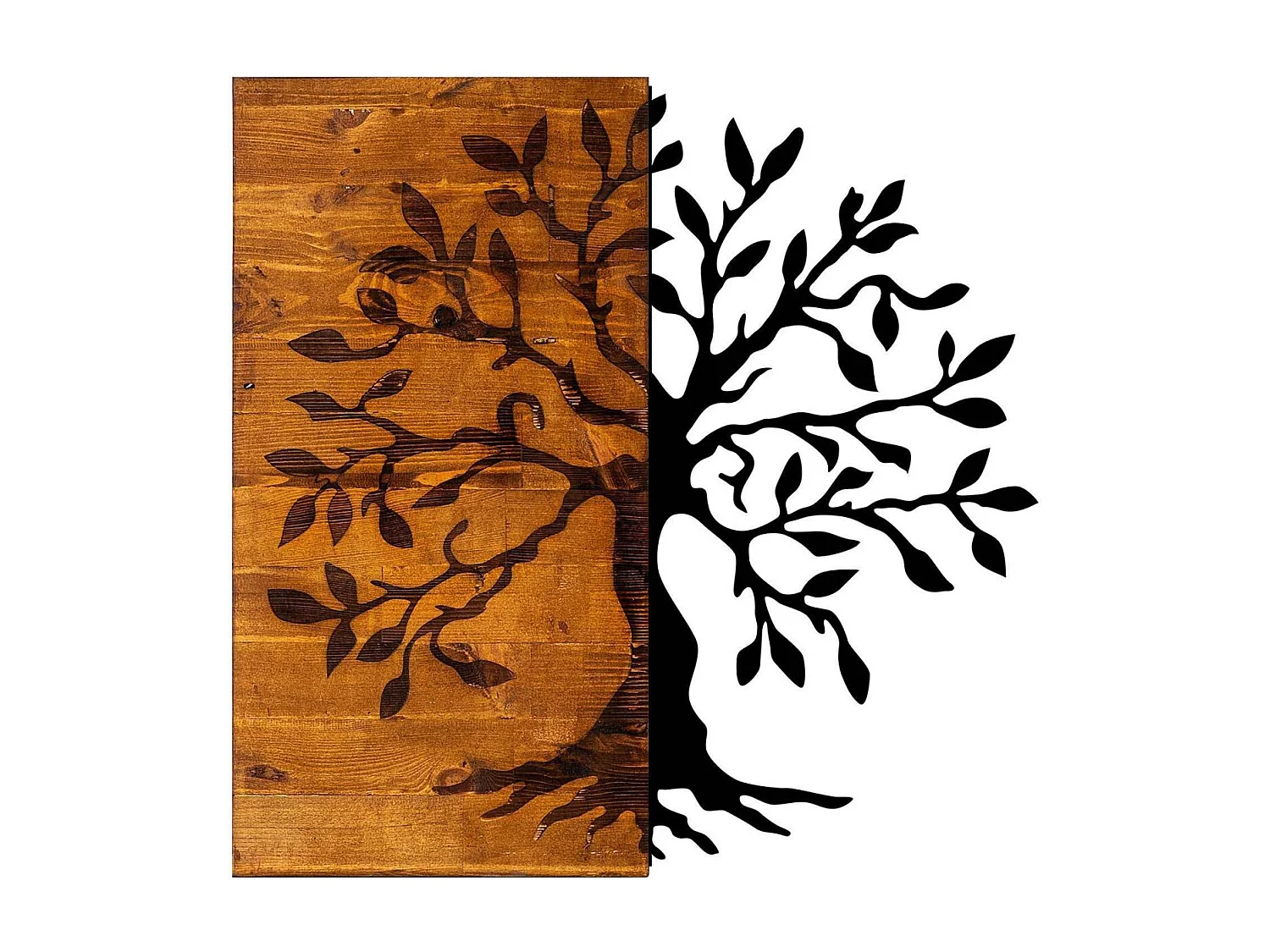 Décoration murale en bois et métal Walnut Arbre