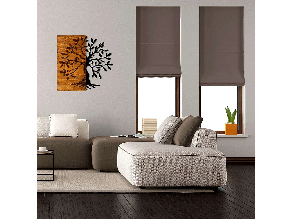 Décoration murale en bois et métal Walnut Arbre